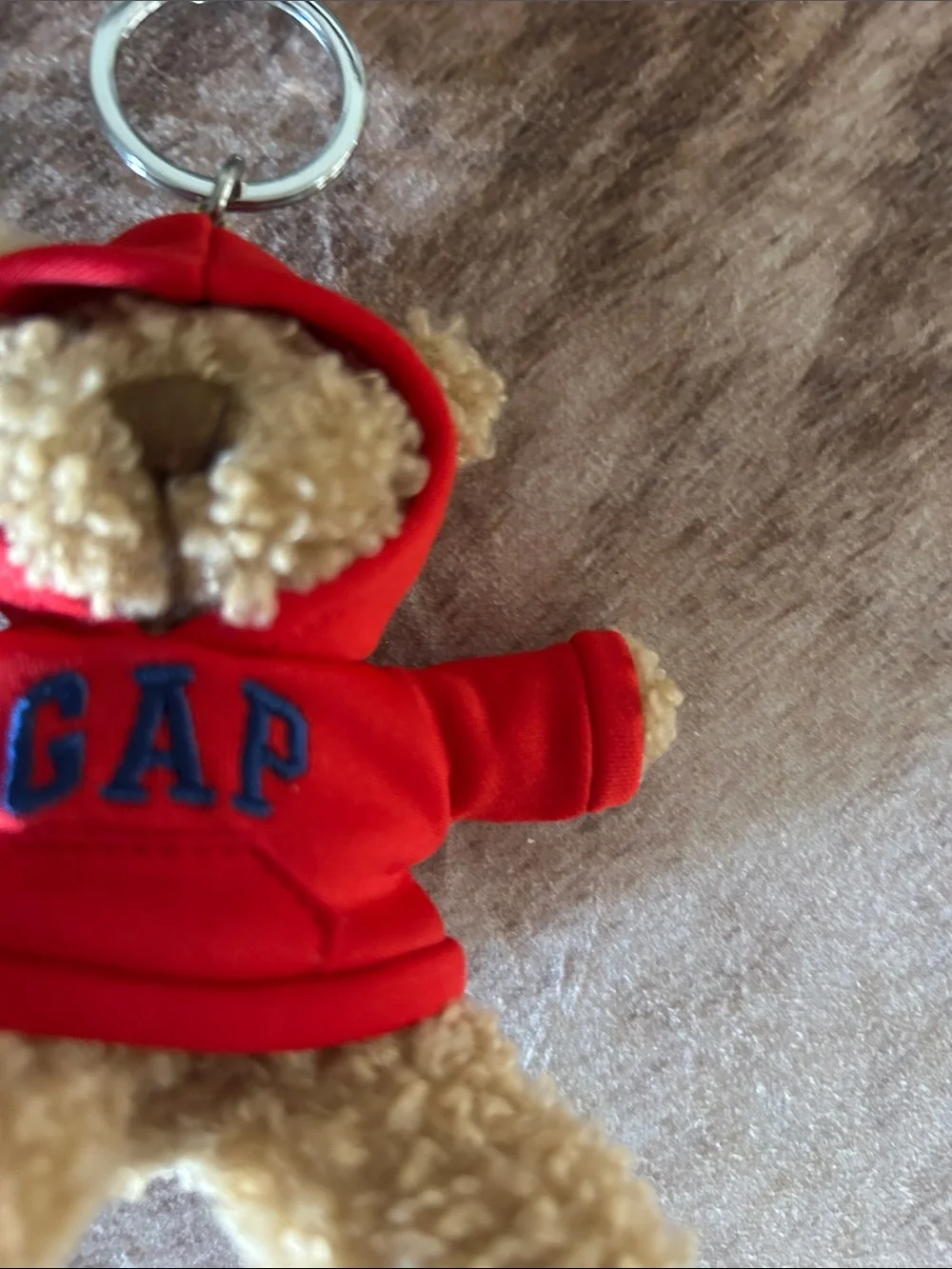 GAP Plush Bear Keychain in Red Hoodie